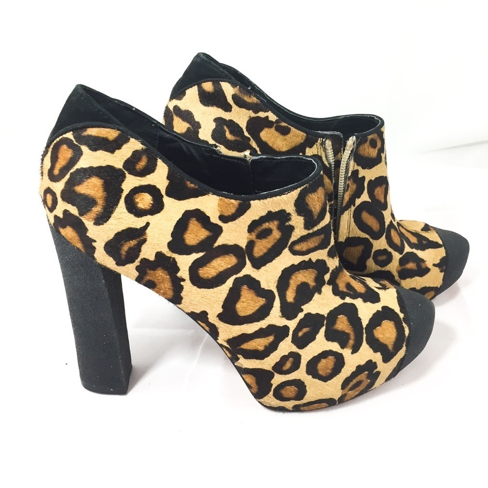 Sam Edelman Leopard Print Ankle Booties | Haircalf Leather | Size 8.5
